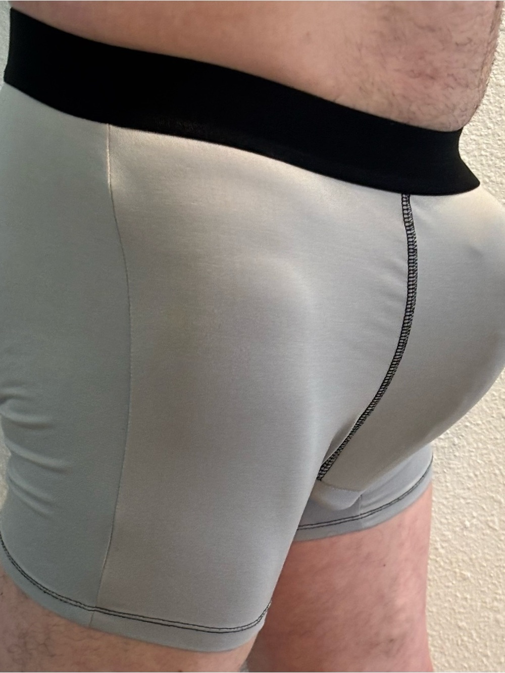 Men's Stretch Boxer Briefs in Light Gray with Black Waistband